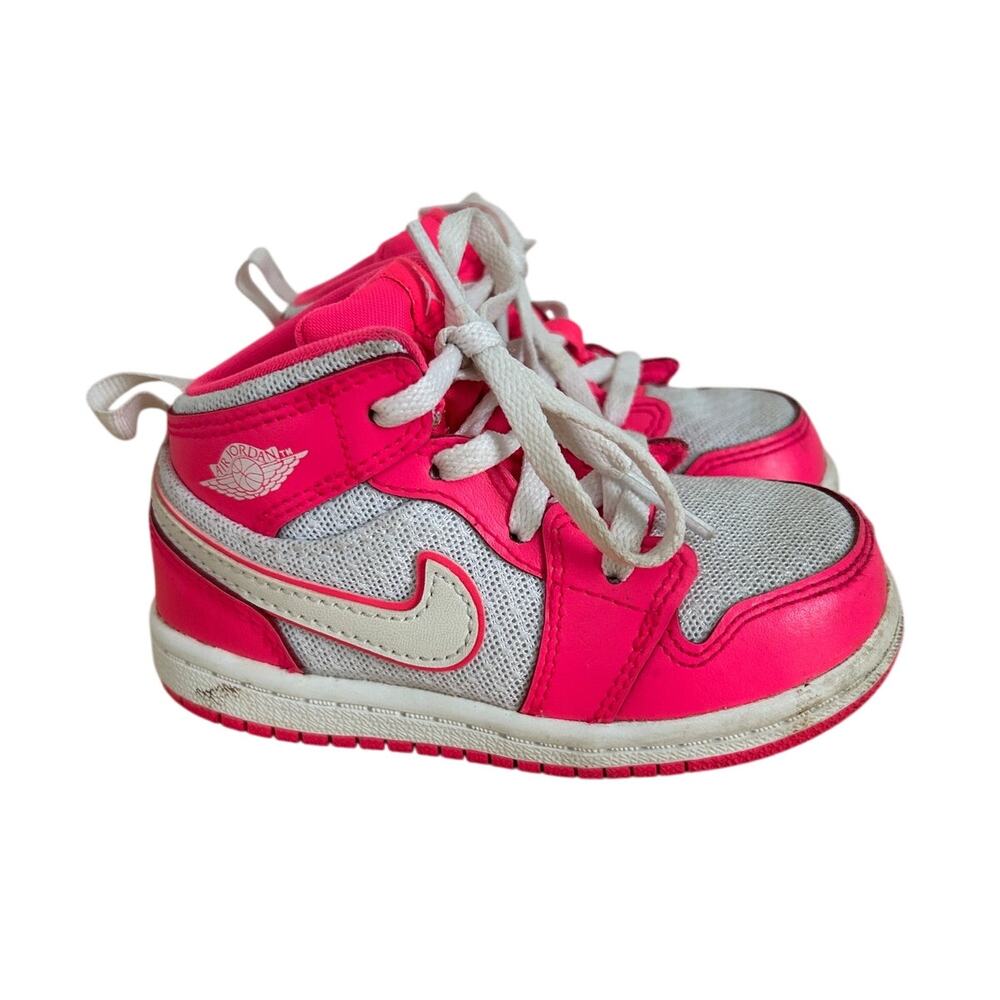 Nike Air Jordan 1 Mid 'Hyper Pink' sneakers Toddler/Girl's 7C - Picture 1 of 8
